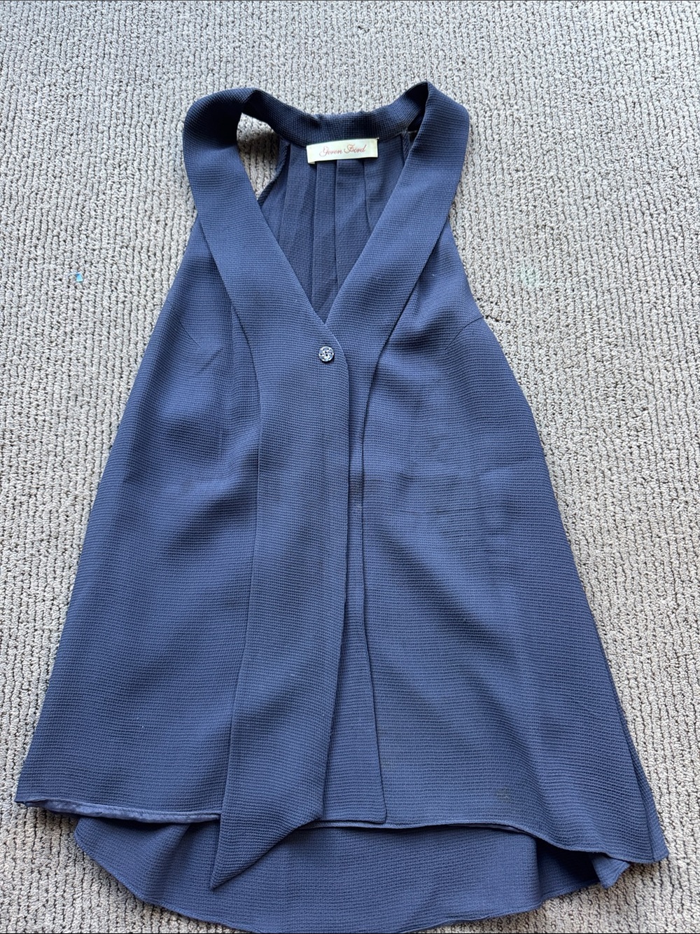 Geren Ford Navy Pleated Back Sleeveless Tunic